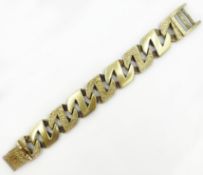 9ct gold gentleman's heavy bark Z link bracelet hallmarked 156gm