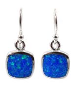 Pair of silver opal pedant earrings,