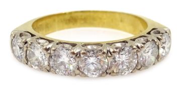 Diamond seven stone half eternity gold ring stamped 18ct, each diamond approx 0.