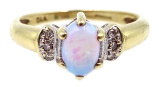 9ct gold opal and diamond ring, hallmarked Condition Report Approx 1.