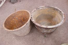 Two Victorian cast iron cylindrical sett pots, D62cm,