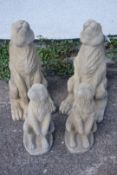 Pair of adult and baby composite stone models of Hares H48cm,