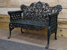 Victorian style ornate cast iron garden bench, H88cm,