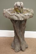 Composite stone log effect bird bath, H72cm Condition Report <a href='//www.