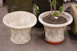 Pair composite stone lattice planters, D57cm,