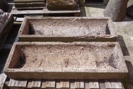 Pair rectangular composite stone planters, 122cm x 39cm,