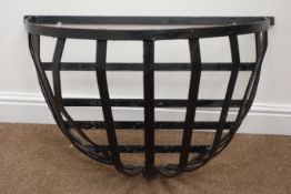 Wall hung metal hay rack, painted black finish, W75cm, H50cm,