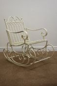 White finish metal rocking garden chair, W59cm Condition Report <a href='//www.