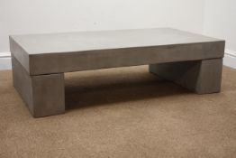Polished cement finish rectangular coffee table, W110cm, H31cm,