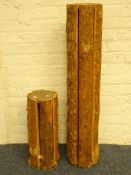 Graduating pair rough cut wooden plant stands,