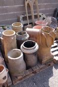 Collection of various shaped chimney pots, H81cm,