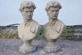 Two composite stone models of Roman Emperors H57cm,