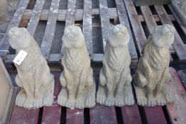 Two pairs of composite stone models of Hares H48cm,