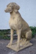 Composite stone garden model of a flat coated hound,