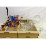 Collection of glassware comprising a large cut glass basket,