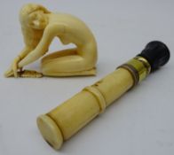 Art Deco carved ivory figure of a nude kneeling with arms outstretched,