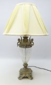 Classical style urn shaped table lamp, clear glass body with ornate mounted mounts,