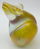 John Ditchfield for Glasform, iridescent glass Frog paperweight signed with label,