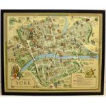 'Historic York', 20th century colour map after Estra Clark (British 1904-1993) pub Ben Johnson & Co,