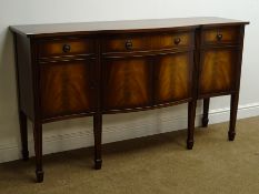 Bevan Funnell Reprodux mahogany twin pedestal extending dining table, on reeded sabre legs,