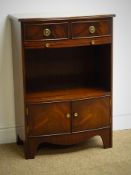 Bevan Funnell Reprodux mahogany small bow front side cabinet, with two drawers,