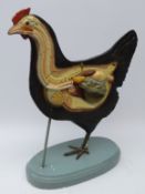 Early to mid 20th century German anatomical model of a Chicken, the painted plaster body,