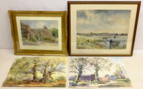 Geese in the Farmyard, mid 20th century watercolour signed by Dorothy Bradshaw (British 1897-?),