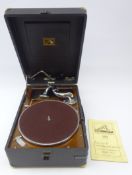 HMV portable gramophone model 102D with various 78 rpm records Condition Report