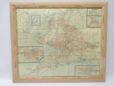 Framed Great Western Railway route map,