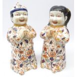 Pair Chinese porcelain figures of a girl and boy,