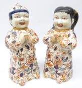 Pair Chinese porcelain figures of a girl and boy,