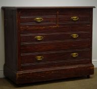 Edwardian scumbled chest, two short and three long drawers, plinth base on castors,