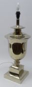 'India Jane' urn shaped nickel table lamp on stepped square base (H50cm excluding light fitting)