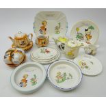 Five pieces of Shelley Mabel Lucie Atwell nursery ware ceramics including two baby bowls and other