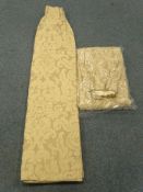Pair lined beige curtains detailed with classical swags, W196cm,