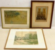 'Spring', watercolour signed by Albert Kinsley (British 1852-1945), titled verso, 'Harnham Bridge,