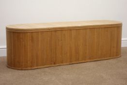 Bamboo blanket box, curved ends, hinged lid Condition Report <a href='//www.