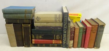 Various books including historical, instructional,