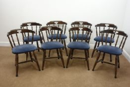 Set ten tub shaped spindle back cafe pub chairs,