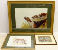 Vixen and Cubs, late 20th century watercolour and gouache signed with initials RF and dated '91,