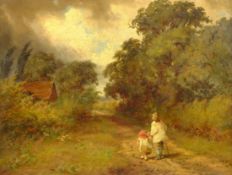 'Coming Rain near Harrow, Middlesex', 19th century oil on canvas indistinctly signed,