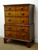 19th century mahogany and rosewood chest on chest,