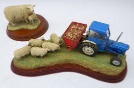 Border Fine Arts Tractor Model Spring Supplements L36cm and Texel Ewe & Lamb (2)