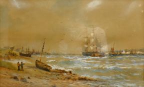 'Coming into Portsmouth Harbour, watercolour signed by Robert Thornton Wilding (British fl.