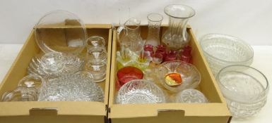 Set of six Webb Corbett crystal sundae glasses, early 20th century blown glass pedestal vase,