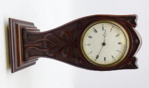 Early 20th century French mahogany mantle clock, carved balloon shaped case,