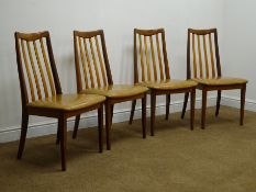 Set four G-plan teak dining chairs, upholstered seat,