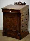 Victorian figured walnut Davenport desk,