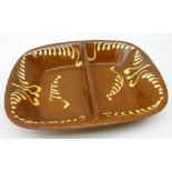 19th century Slipware two section dish with slip trailed decoration,