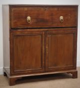 Regency brass inlaid and cross banded mahogany secretaire chest,
